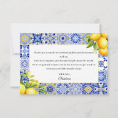 Carte de remerciements de Baby shower citron en ca (Dos)