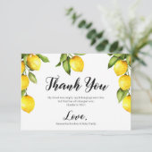 Carte de remerciements de baby shower citron frais (Debout devant)