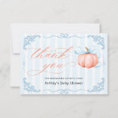 Carte de remerciements de Baby shower Citrouille b (Devant)