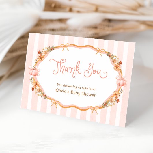 Carte de remerciements de Baby shower Citrouille o