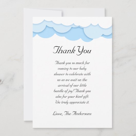 Carte de remerciements de Baby shower cloud (Devant)