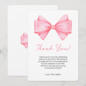 Carte de remerciements de Baby shower Coquette Pin (Devant / Derrière)