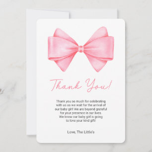 Carte de remerciements de Baby shower Coquette Pin