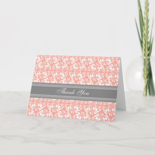 Carte de remerciements de Baby shower Coral Grey D (Devant)
