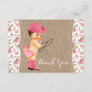 Carte de remerciements de Baby shower Cowgirl