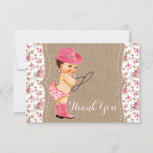 Carte de remerciements de Baby shower Cowgirl (Devant)