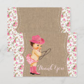 Carte de remerciements de Baby shower Cowgirl (Devant / Derrière)