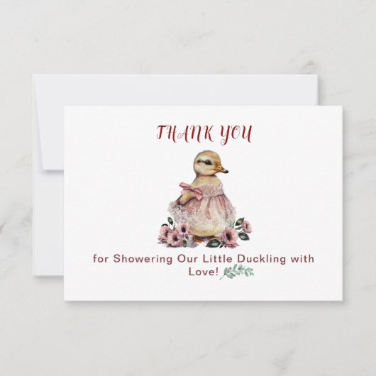 Carte de remerciements de Baby shower Cute Duck (Devant)