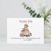 Carte de remerciements de Baby shower Cute Duck (Debout devant)