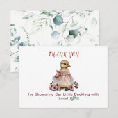 Carte de remerciements de Baby shower Cute Duck (Devant / Derrière)