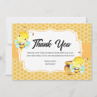 Carte de remerciements de baby shower d'abeille