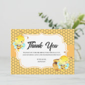 Carte de remerciements de baby shower d'abeille (Debout devant)