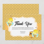 Carte de remerciements de baby shower d'abeille (Devant / Derrière)