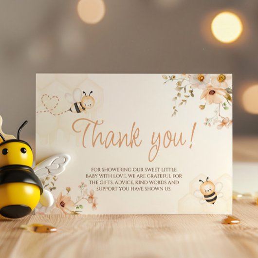 Carte de remerciements de Baby shower d'abeilles a