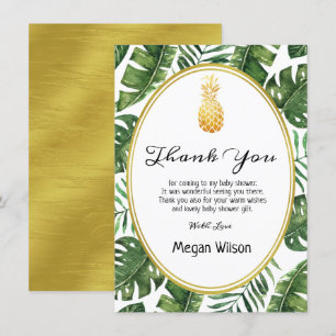 Carte de remerciements de Baby shower d'ananas tro