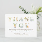 Carte de remerciements de Baby shower d'animaux aq (Debout devant)