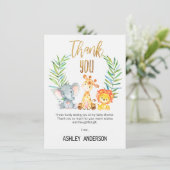 Carte de remerciements de baby shower d'animaux de (Debout devant)