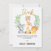 Carte de remerciements de baby shower d'animaux de (Devant)