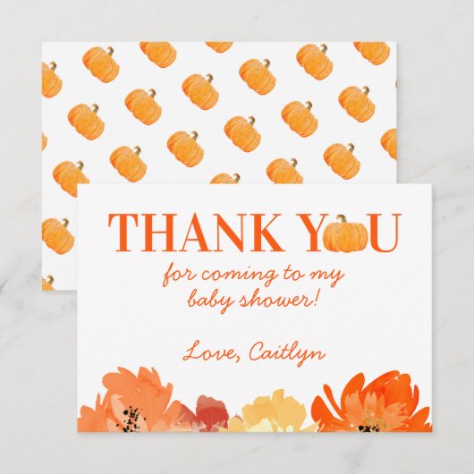 Carte de remerciements de Baby shower d'automne ci (Devant / Derrière)
