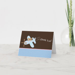 Carte de remerciements de Baby shower d'avion bleu