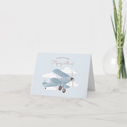 Carte de remerciements de Baby shower d'avion Vint (Devant)