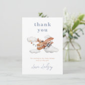 Carte de remerciements de Baby shower d'avion vint (Debout devant)