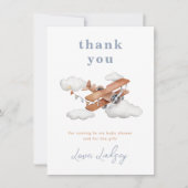 Carte de remerciements de Baby shower d'avion vint (Devant)