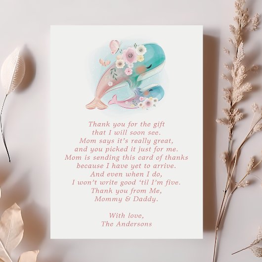 Carte de remerciements de Baby shower de baleines 