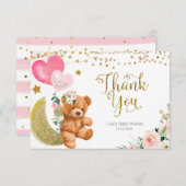 Carte de remerciements de Baby shower de ballon ro (Devant / Derrière)