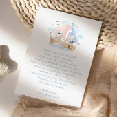 Carte de remerciements de Baby shower de bateau à 