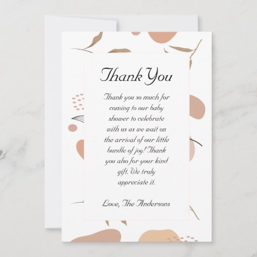 Carte de remerciements de Baby shower de Boho trop (Devant)