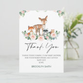 Carte de remerciements de Baby shower de bois mou (Debout devant)