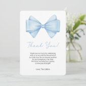 Carte de remerciements de Baby shower de Bow bleu  (Debout devant)