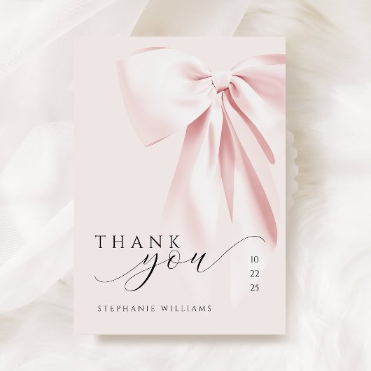 Carte de remerciements de Baby shower de Bow rose