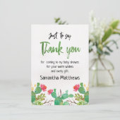 carte de remerciements de baby shower de cactus (Debout devant)