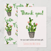 Carte de remerciements de baby shower de cactus de (Devant / Derrière)