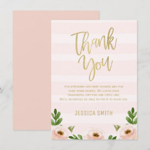 Carte de remerciements de Baby shower de calligrap