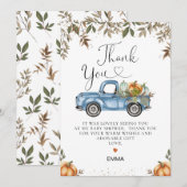 Carte de remerciements de Baby shower de camion Ci (Devant / Derrière)