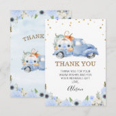 Carte de remerciements de Baby shower de camion Ci (Devant / Derrière)