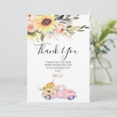 Carte de remerciements de Baby shower de camion Ci (Debout devant)