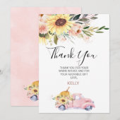 Carte de remerciements de Baby shower de camion Ci (Devant / Derrière)