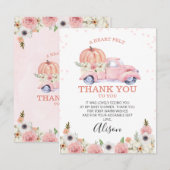 Carte de remerciements de Baby shower de camion Ci (Devant / Derrière)