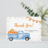 Carte de remerciements de Baby shower de camion Ci (Debout devant)