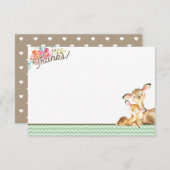 Carte de remerciements de Baby shower de cerfs de  (Devant / Derrière)