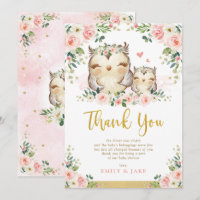 Carte de remerciements de Baby shower de Chouette