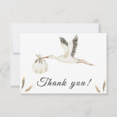 Carte de remerciements de baby shower de cigogne d (Devant)