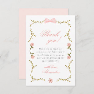 Carte de remerciements de Baby shower de coquette