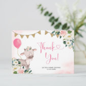 Carte de remerciements de Baby shower de ferme ros (Debout devant)