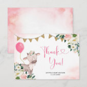 Carte de remerciements de Baby shower de ferme ros (Devant / Derrière)