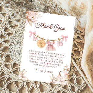 Carte de remerciements de Baby shower de fille Cut